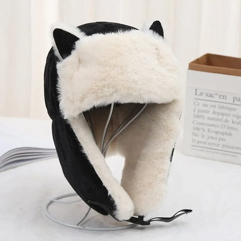 Kawaii Warm Fluffy Cat Ear Winter Hat