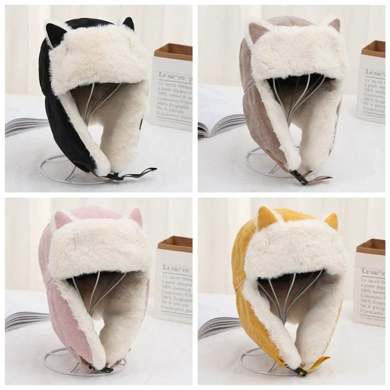 Kawaii Warm Fluffy Cat Ear Winter Hat