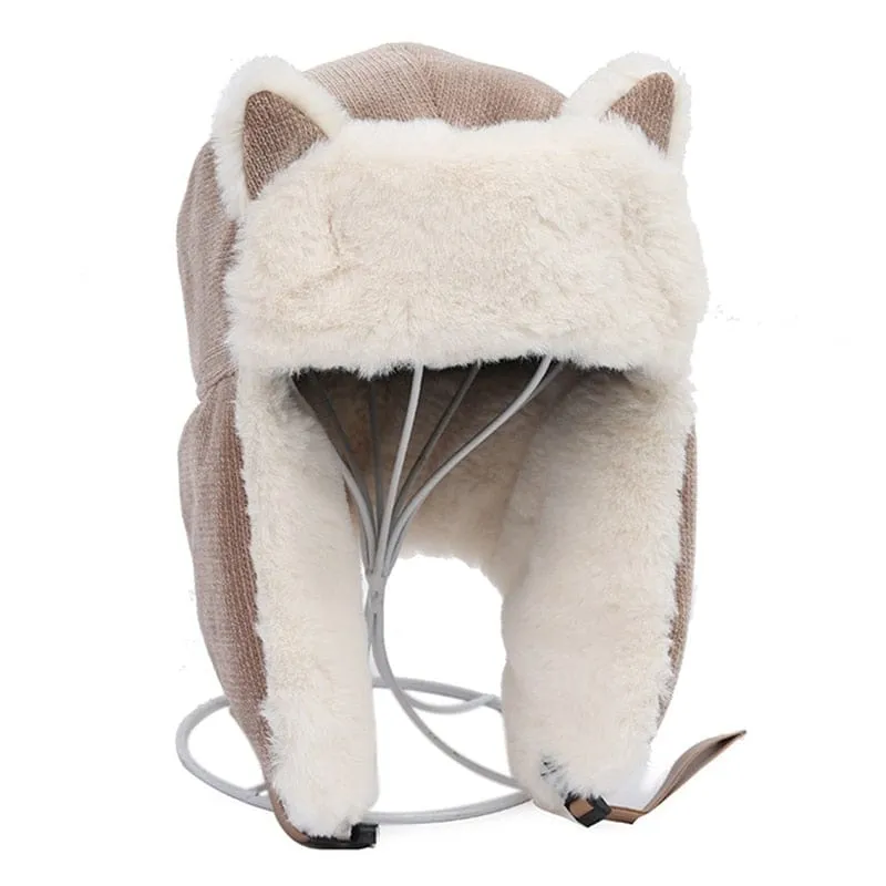 Kawaii Warm Fluffy Cat Ear Winter Hat