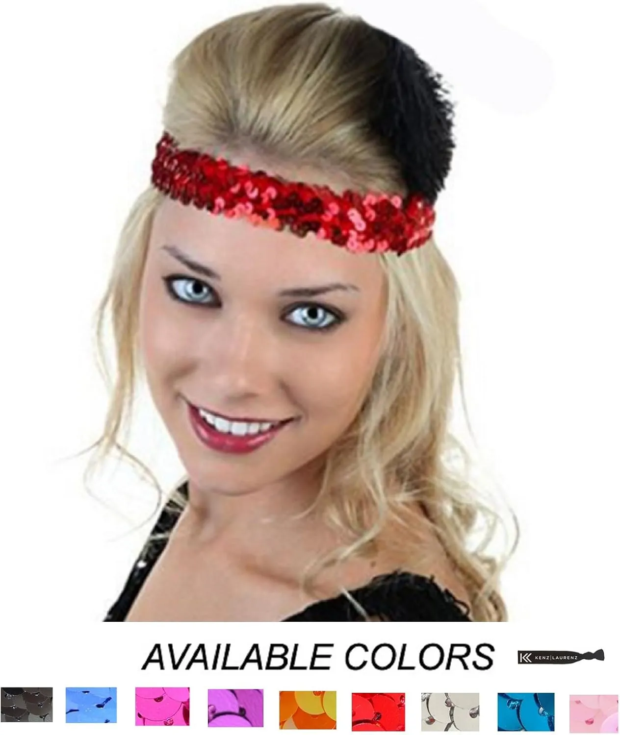 Kenz Laurenz Sequin Headbands Elastic Stretchy Headband for Girls Kids Women Flapper Roaring 20s Great Gatsby 1920s Hair Band Cute Princess Head Bands
