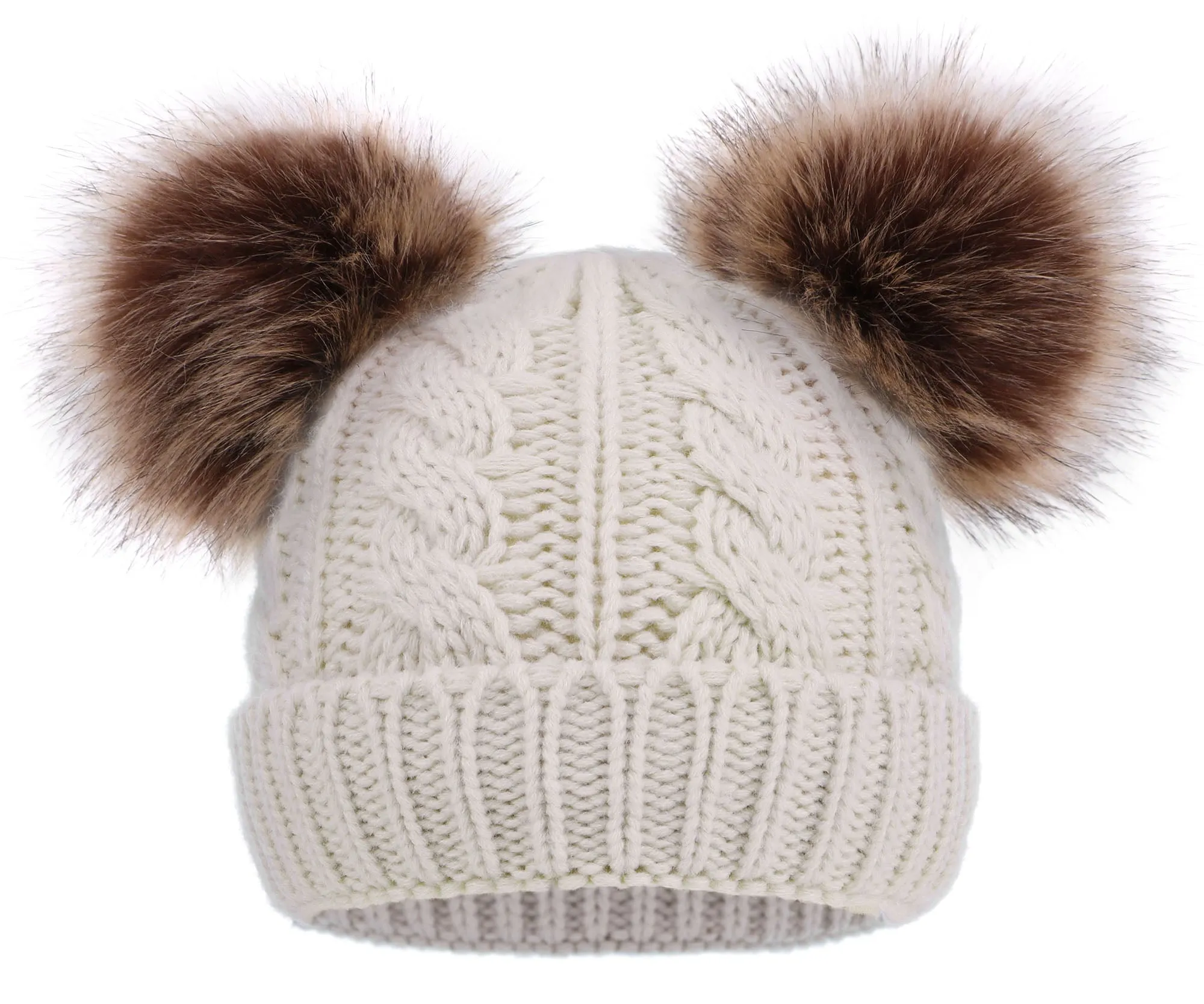 Kids Pom Pom Hat Fleece Girls Winter Beanie Hat
