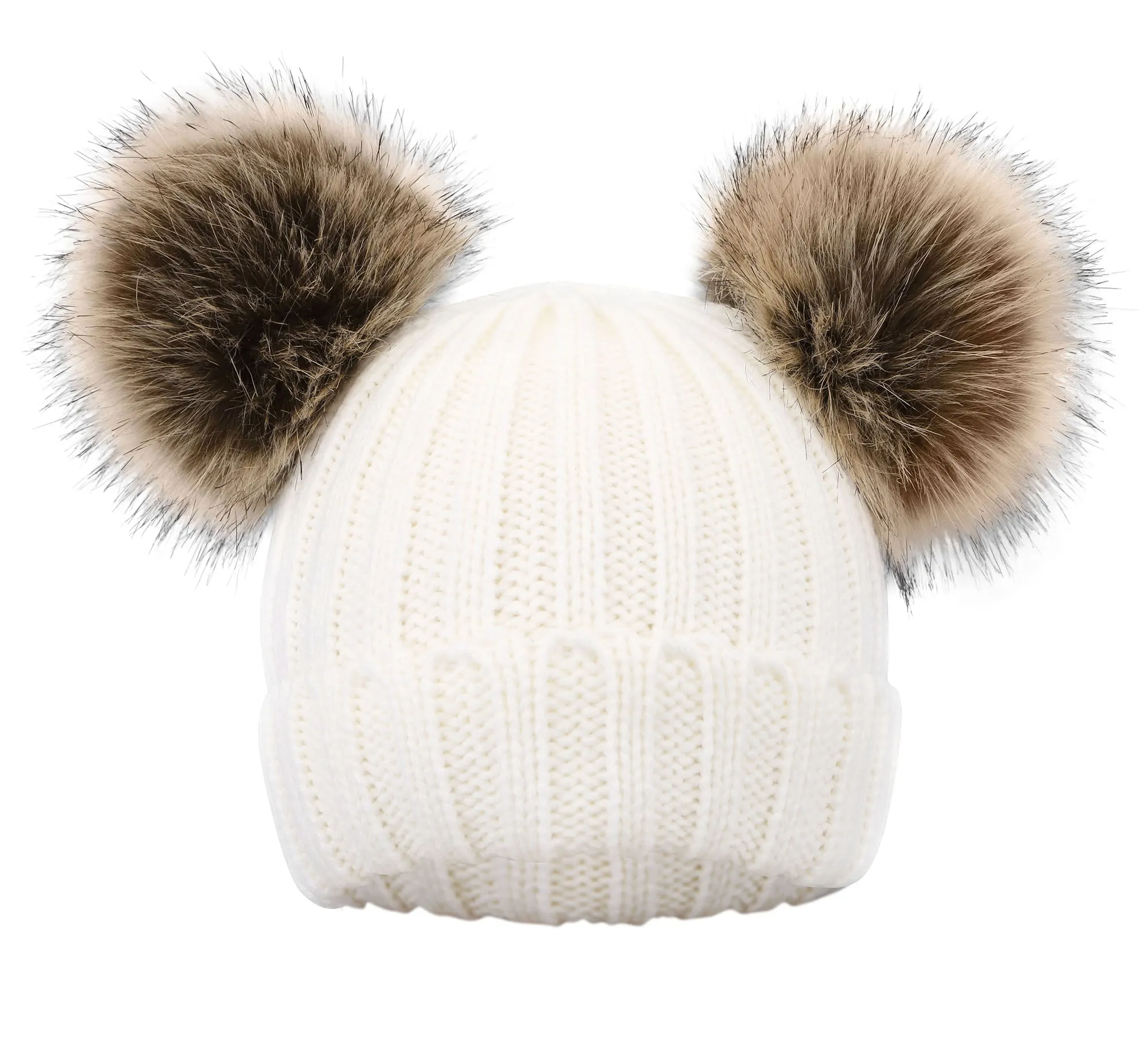 Kids Pom Pom Hat Fleece Girls Winter Beanie Hat