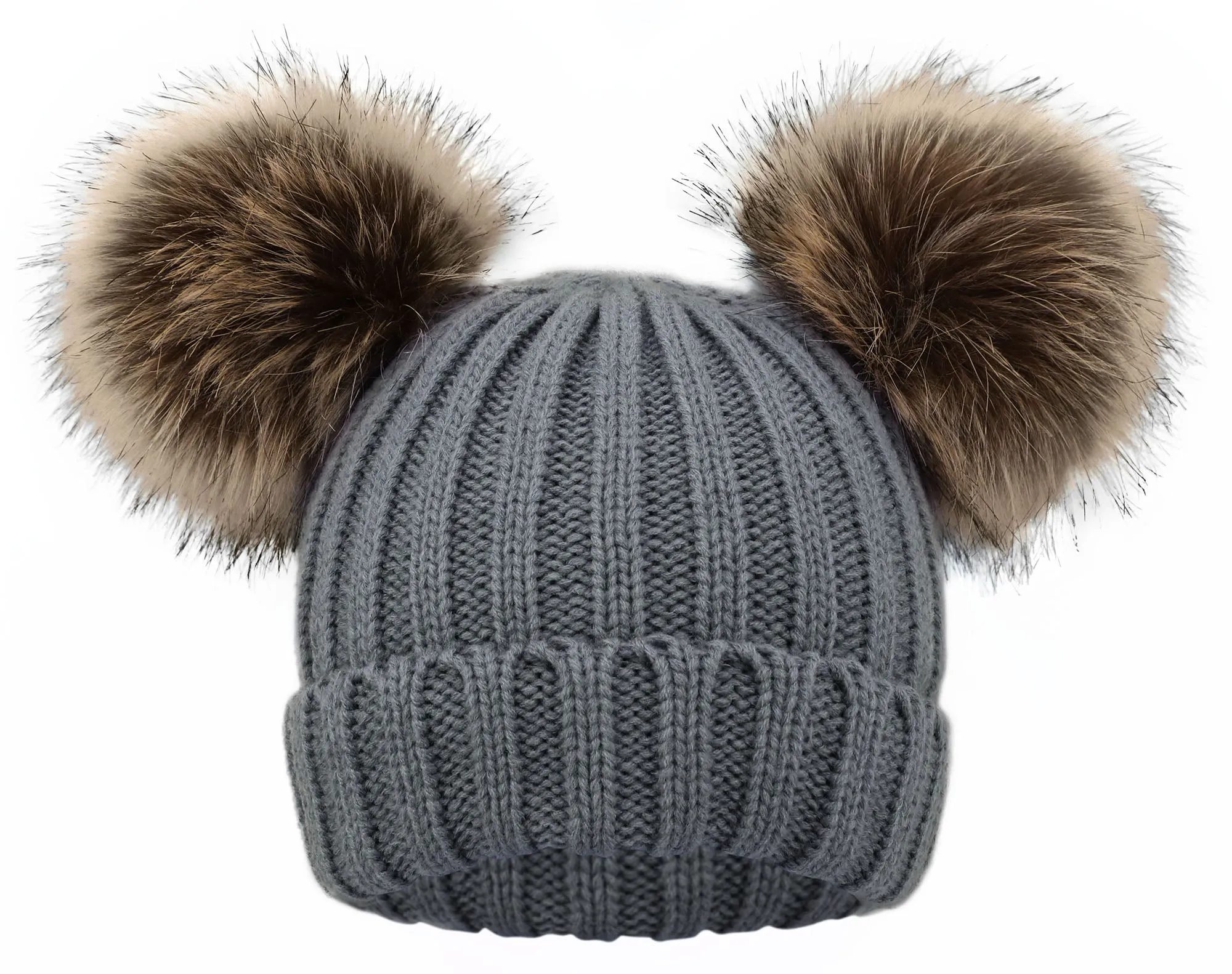 Kids Pom Pom Hat Fleece Girls Winter Beanie Hat