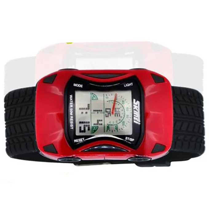 Kids Watches Car Style LED Cartoon Digital Watch Jelly Silicone 50m Waterproof Swim Sports Wristwatches For Children
