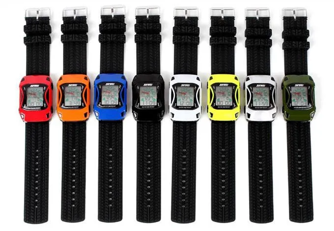 Kids Watches Car Style LED Cartoon Digital Watch Jelly Silicone 50m Waterproof Swim Sports Wristwatches For Children