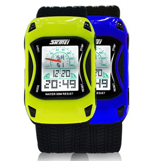 Kids Watches Car Style LED Cartoon Digital Watch Jelly Silicone 50m Waterproof Swim Sports Wristwatches For Children