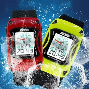 Kids Watches Car Style LED Cartoon Digital Watch Jelly Silicone 50m Waterproof Swim Sports Wristwatches For Children