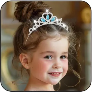 Kilshye Silver Rhinestone Tiara and Crown Blue Crystal Crowns Birthday Costume Headdress for Women