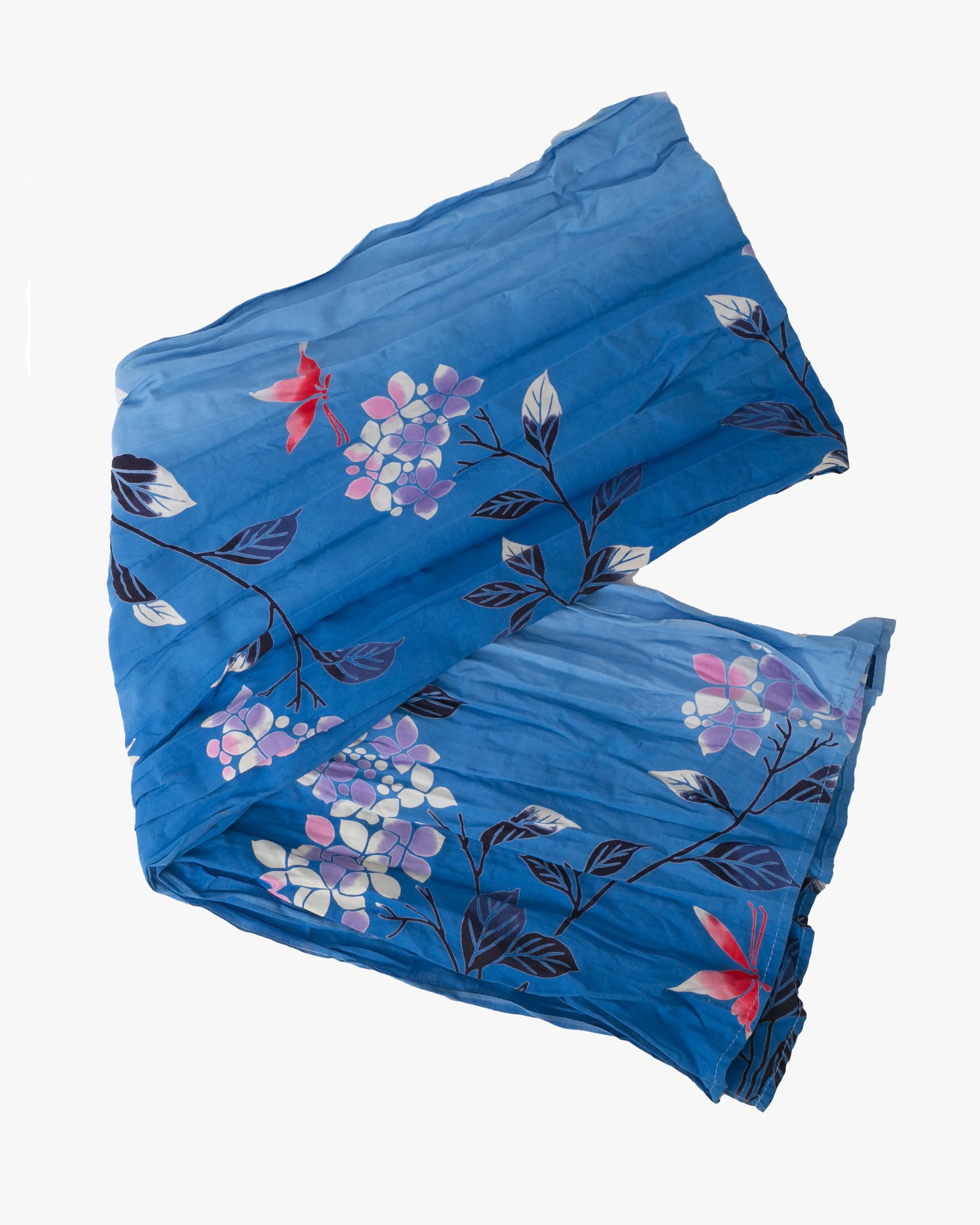 Kiriko Original Scarf, Kiji, Yukata, Shima Sky Blue with Lilac and pink flowers