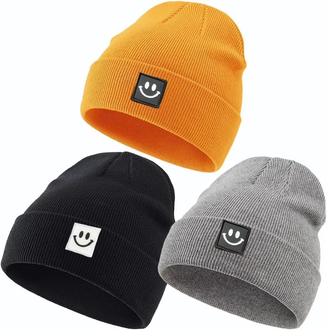KMOLY Beanie Hat for Men Women 3 Packs, Thick Knit Winter Hat Soft Cuffed Beanies Bulk Skull Cap Unisex Slouchy Ski Watch Cap