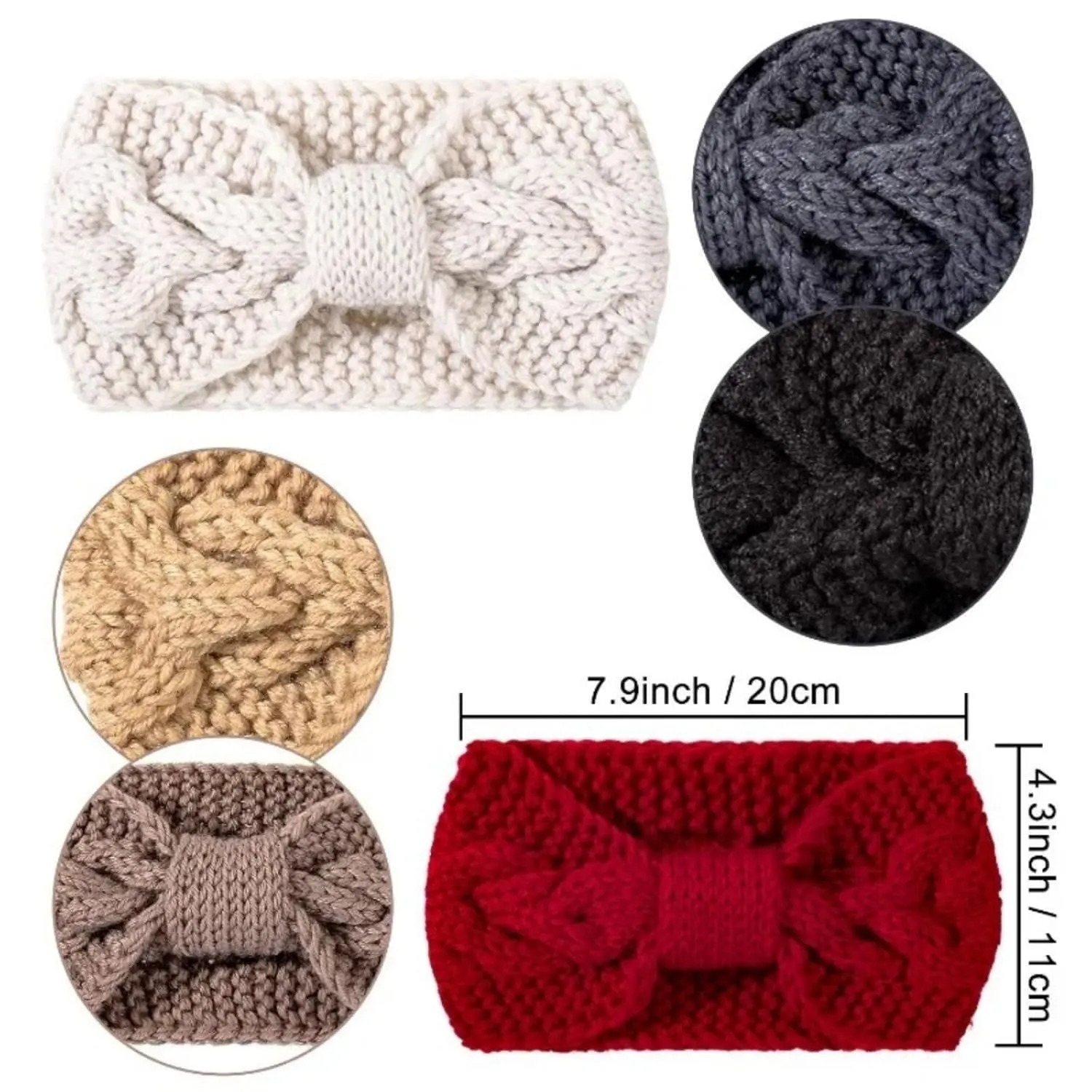 Knitted Headbands For Women And Girls - Winter Ear Warmers Twisted Elastic Turban Knit Headscarf & Headwear