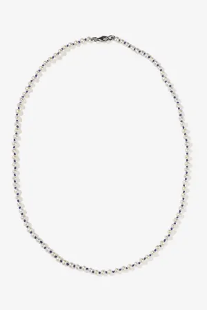 Knotted Micro Pearl Necklace - Sterling Silver / Purple