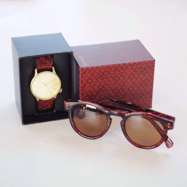 Komono Winston Woven Burgundy Watch