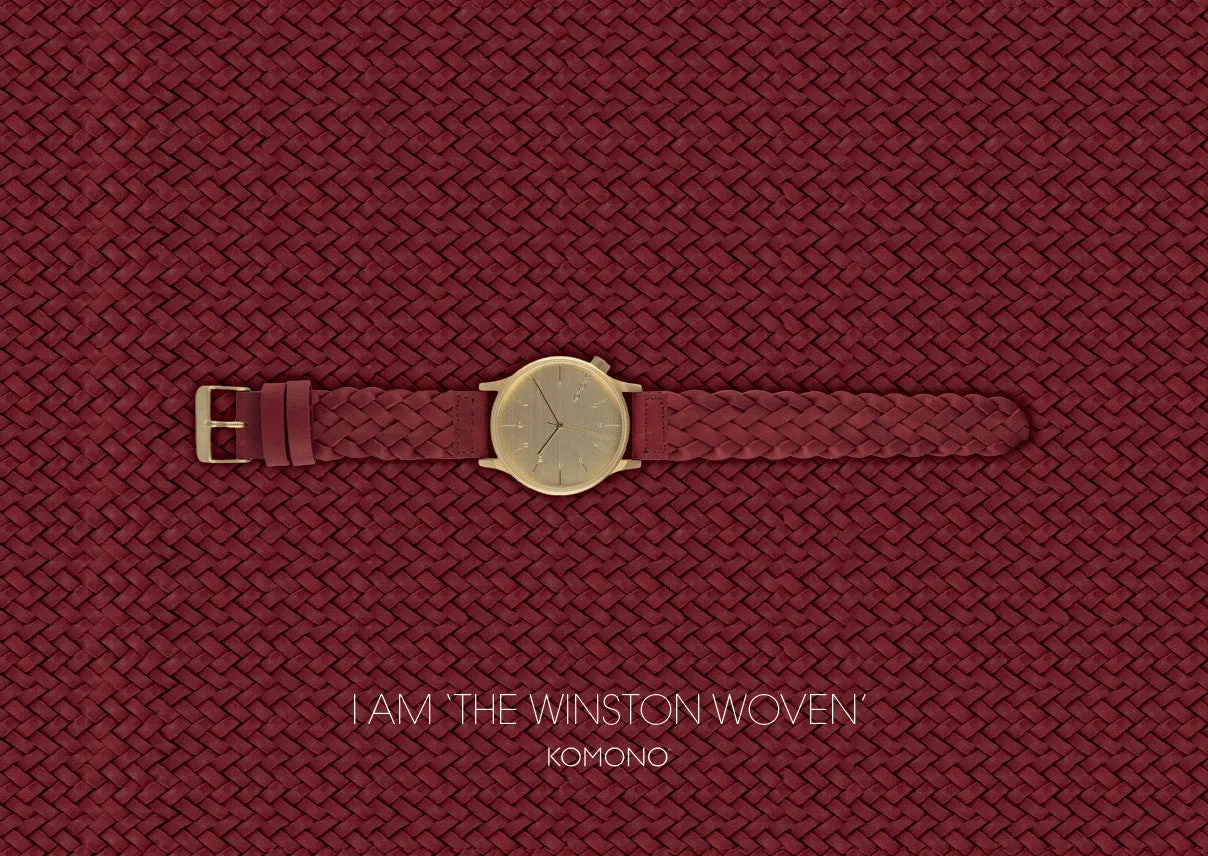 Komono Winston Woven Burgundy Watch