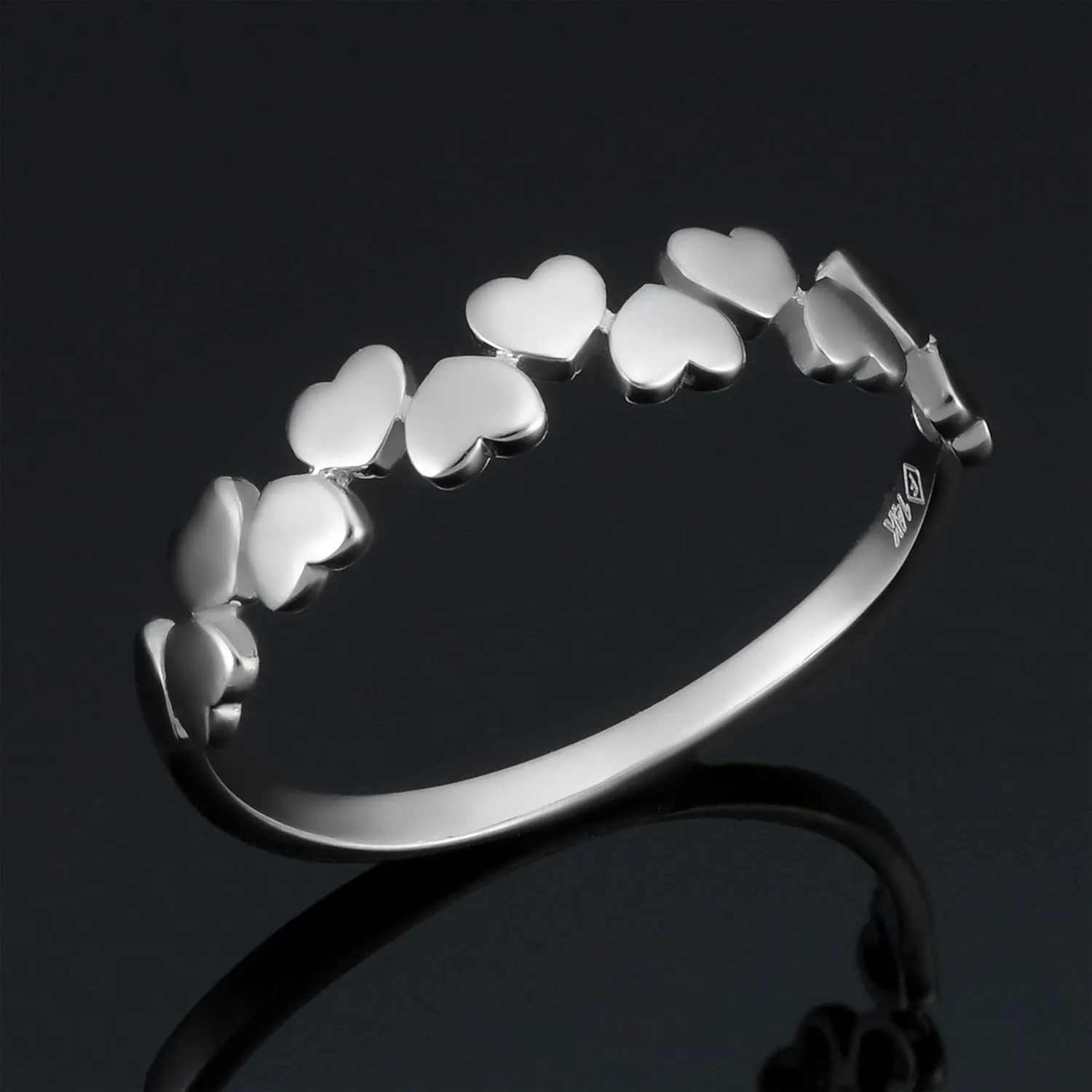 Kooljewelry 14k White Gold Heart Minimalist Ring