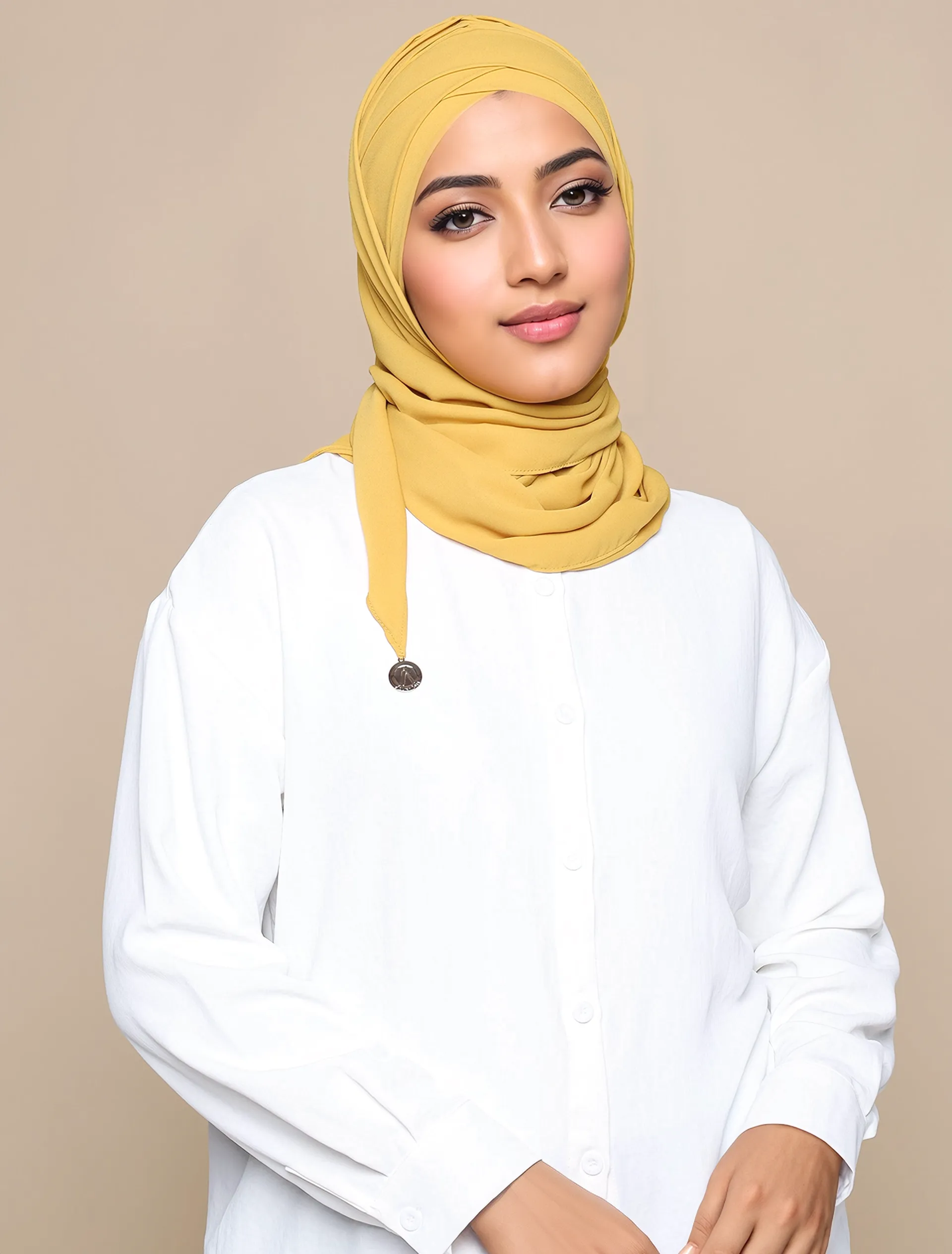 Korean Chiffon Tri Lux Turban - Mango