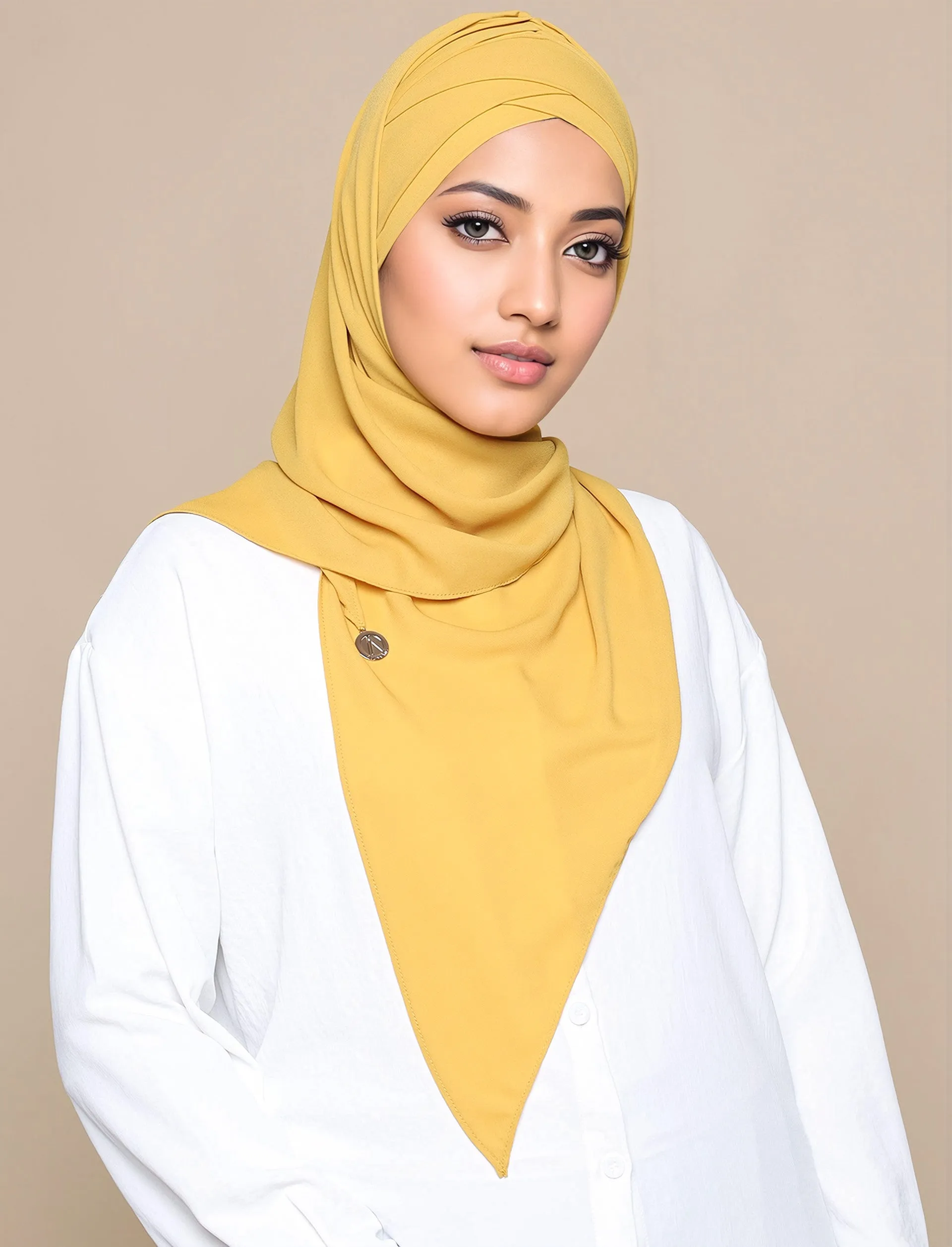 Korean Chiffon Tri Lux Turban - Mango