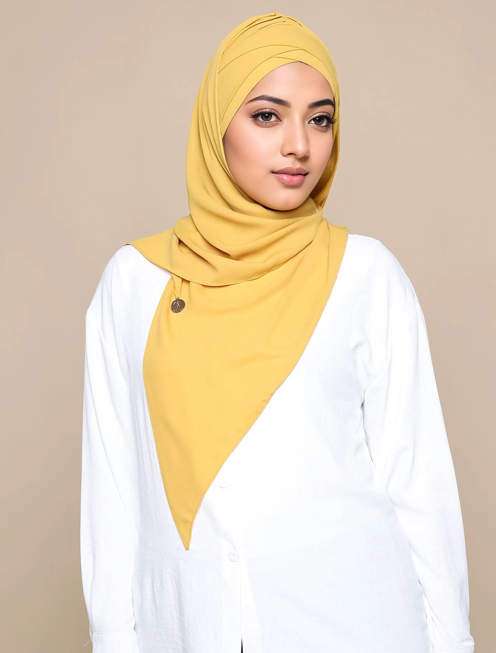 Korean Chiffon Tri Lux Turban - Mango