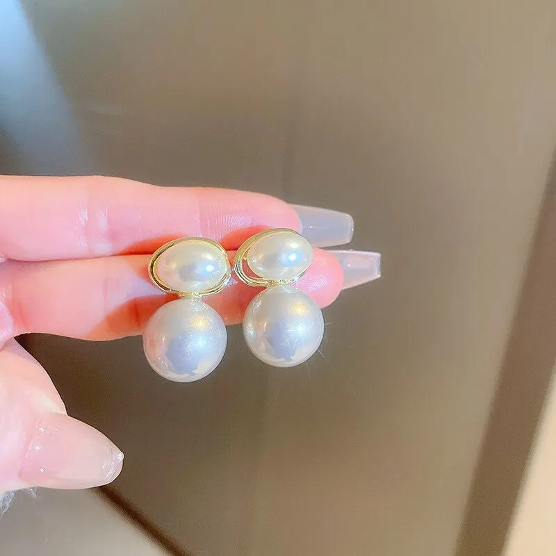Korean Cute Pearl Beads Drop Earrings For Women