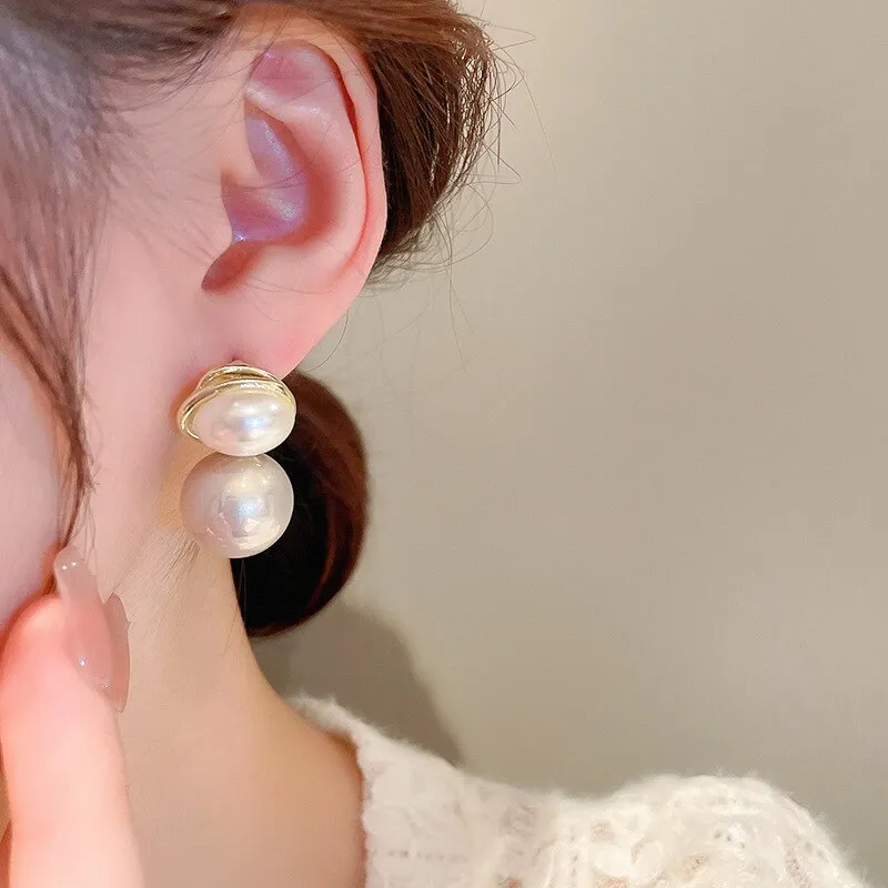 Korean Cute Pearl Beads Drop Earrings For Women