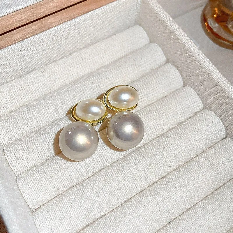 Korean Cute Pearl Beads Drop Earrings For Women