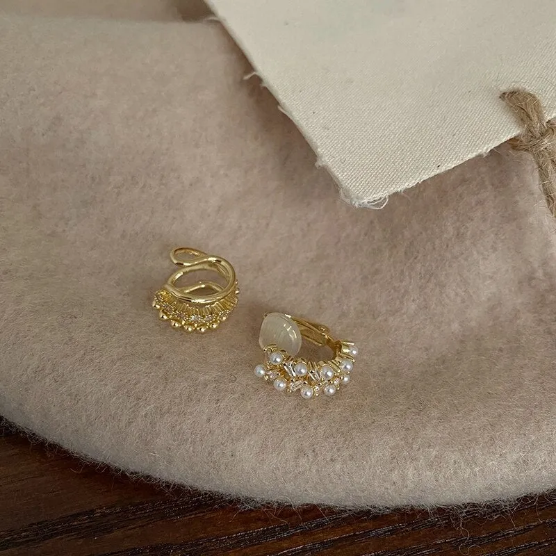 Korean Delicate ZirconCircle Clip Earrings For Women Girls Elegant Pearl No Piercing