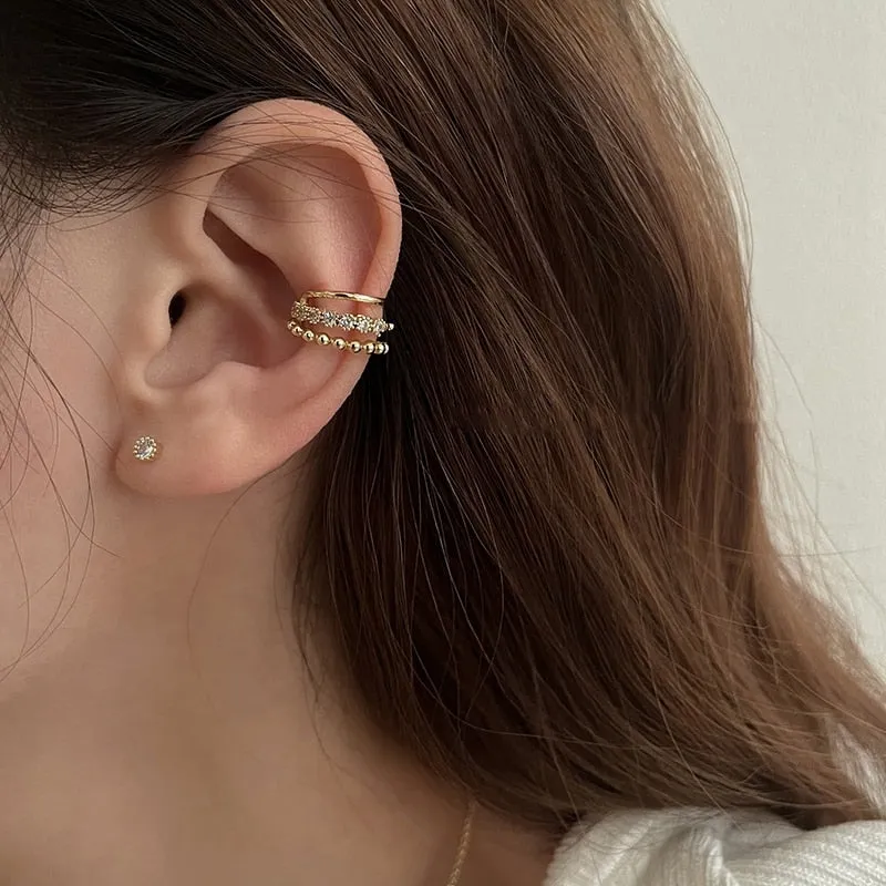 Korean Delicate ZirconCircle Clip Earrings For Women Girls Elegant Pearl No Piercing