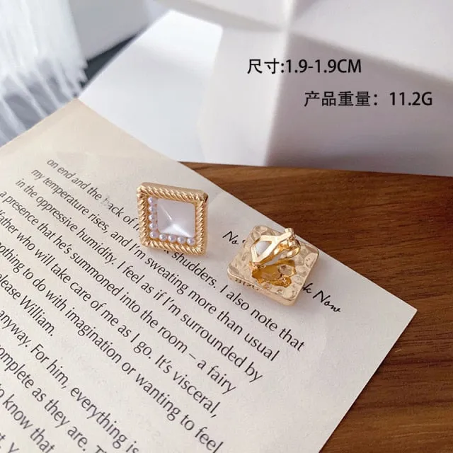 Korean Design Elegant Simulated Pearl Big Round Clip on Earrings
