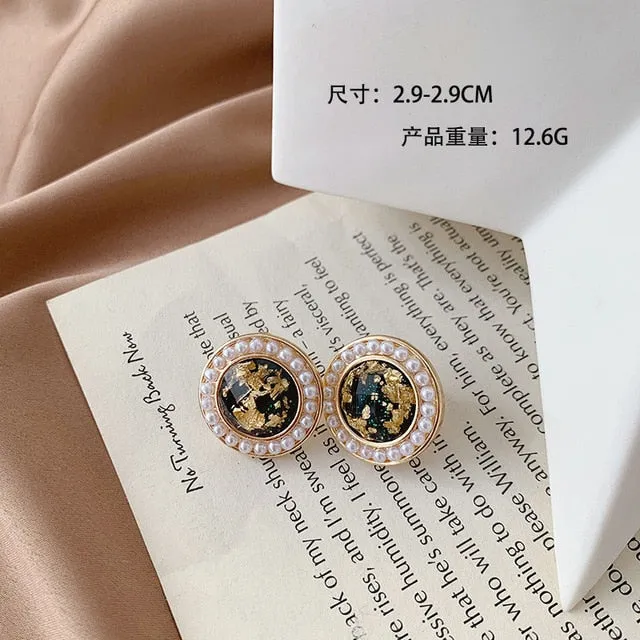 Korean Design Elegant Simulated Pearl Big Round Clip on Earrings