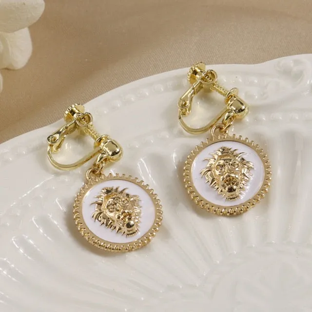 Korean Design Simulated Pearl Screw Clip on Earrings Non Pierced