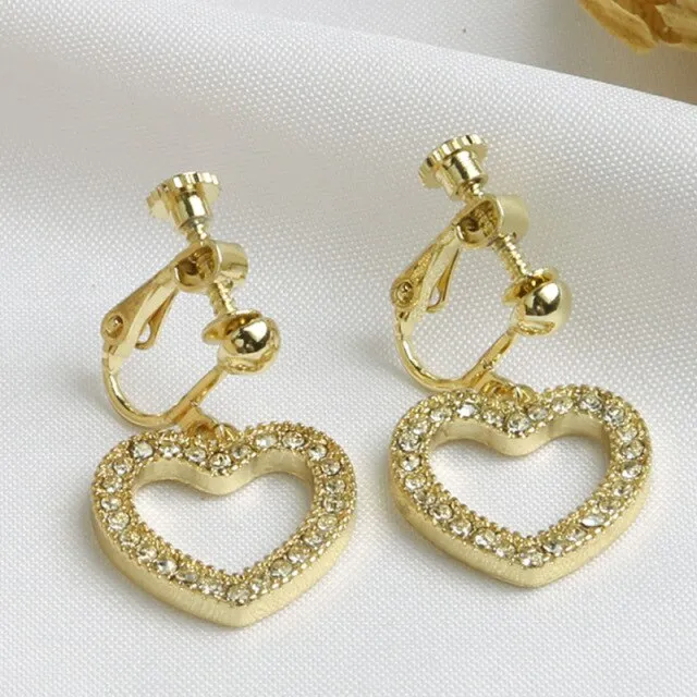 Korean Design Simulated Pearl Screw Clip on Earrings Non Pierced