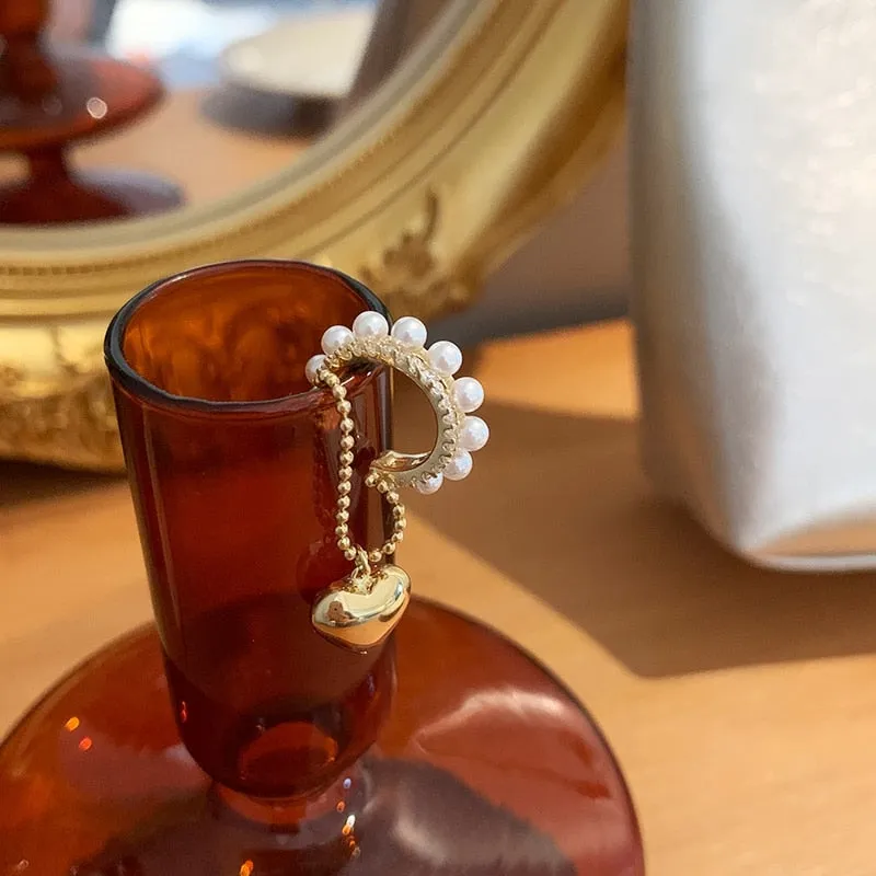 Korean Elegant Delicate Zircon Pearl Clip Earrings For Women
