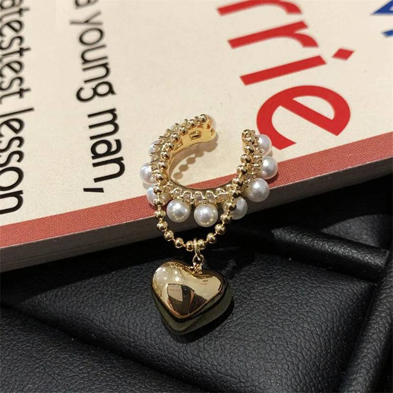 Korean Elegant Delicate Zircon Pearl Clip Earrings For Women