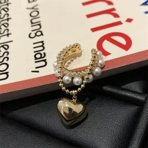 Korean Elegant Delicate Zircon Pearl Clip Earrings For Women