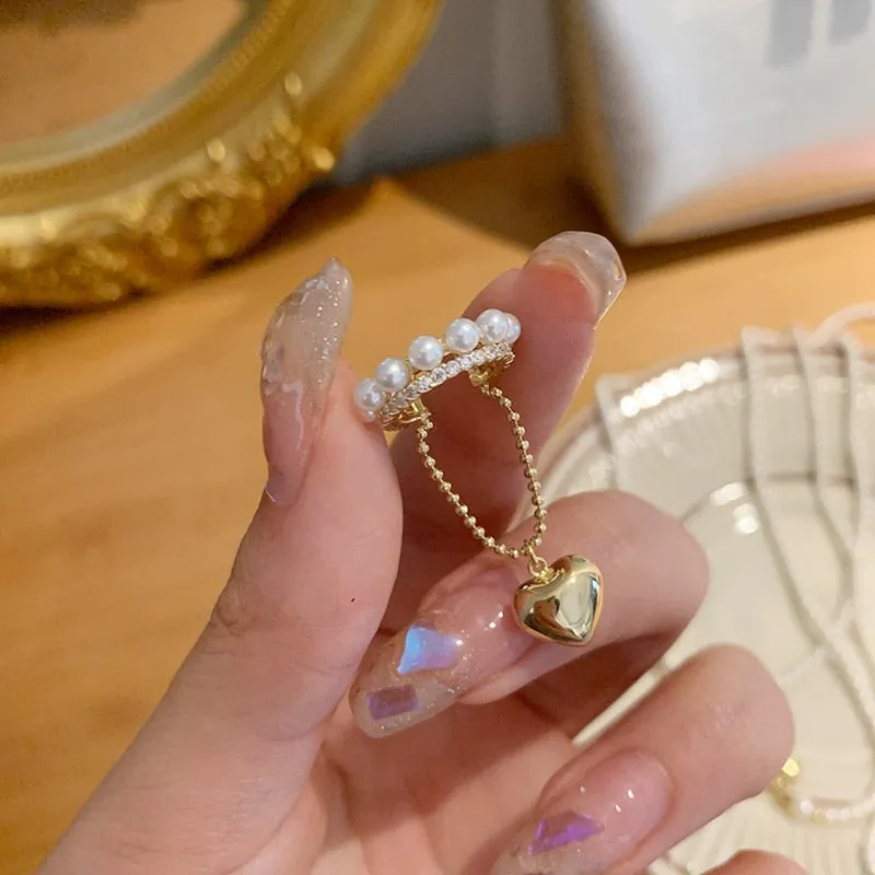 Korean Elegant Delicate Zircon Pearl Clip Earrings For Women