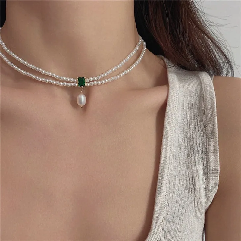Korean Elegant Double Layer Pearl Necklaces For Women