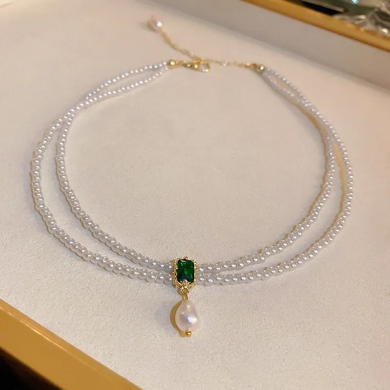 Korean Elegant Double Layer Pearl Necklaces For Women