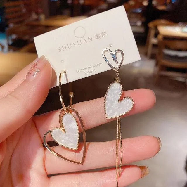 Korean Fashion Asymmetric Love Earrings
