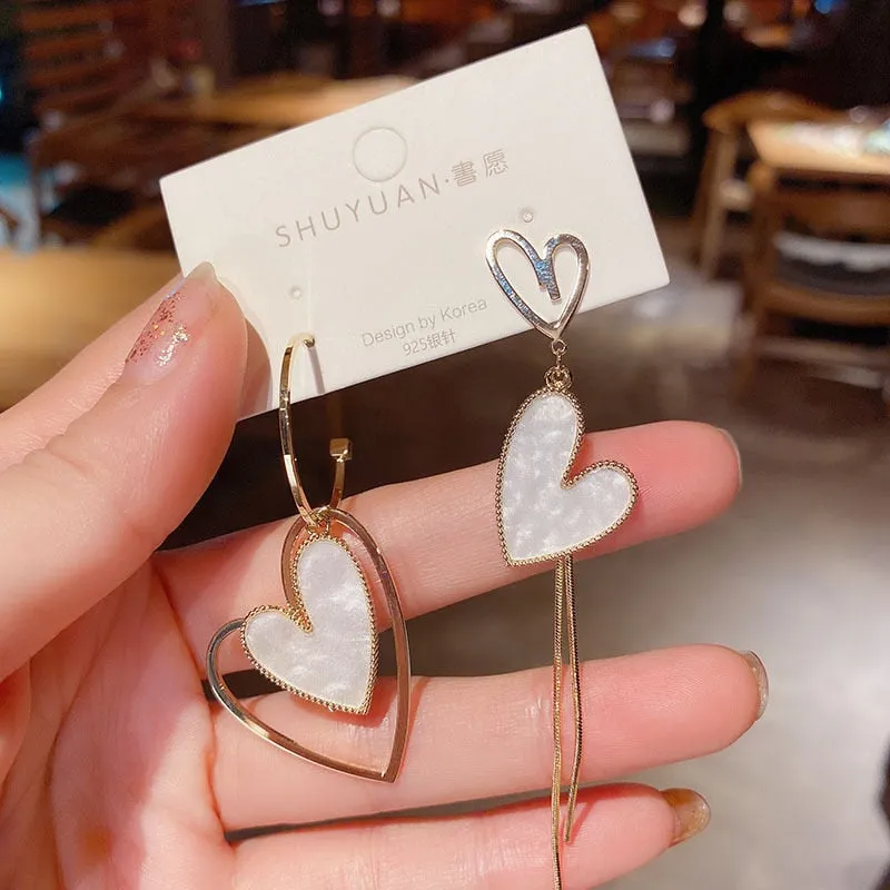 Korean Fashion Asymmetric Love Earrings