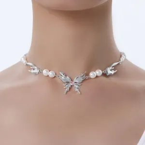 Korean Fashion Design Punk Irregular Butterfly Pendant Necklace For Women