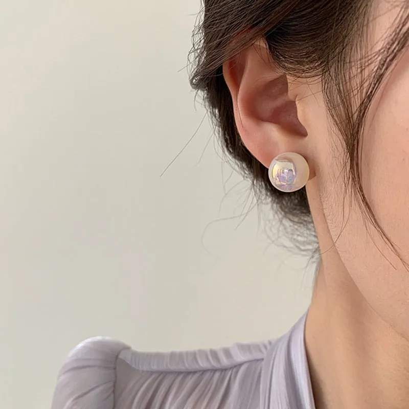 Korean Fashion Exquisite Mermaid Color Pearl Stud Earrings For Women