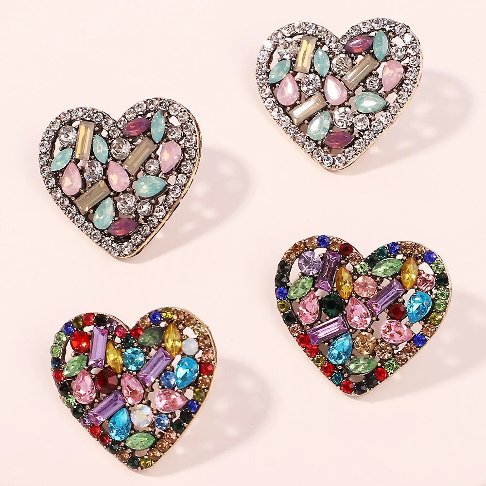 Korean Fashion Heart Metal Hollow Stud Earrings For Women