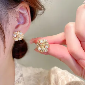 Korean Fashion Metal Twist Stud Earrings For Women