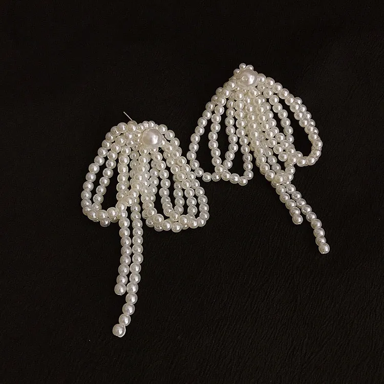 Korean Pearl Knot Big Earrings New Jewelry Statement Drop Dangle Earrings