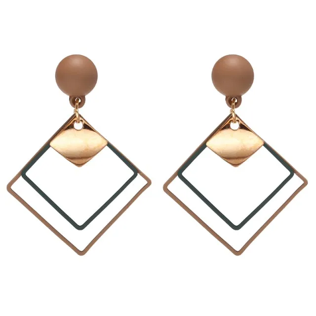 Korean Statement Black Acrylic Drop Earrings for Women