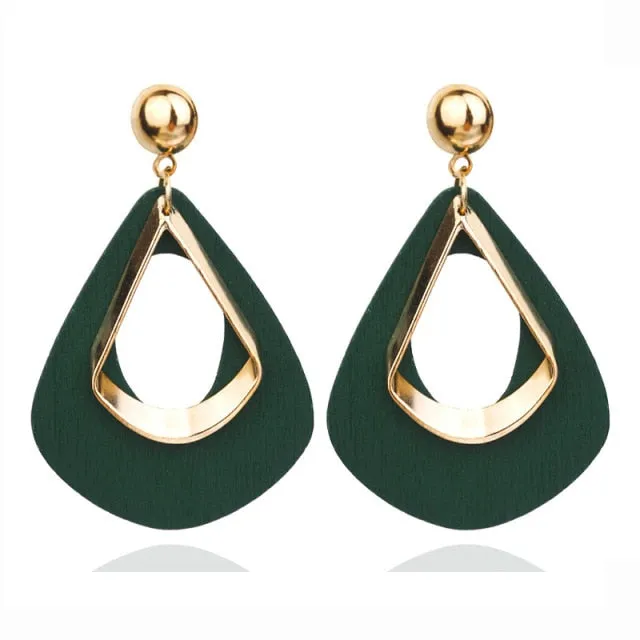 Korean Statement Black Acrylic Drop Earrings for Women