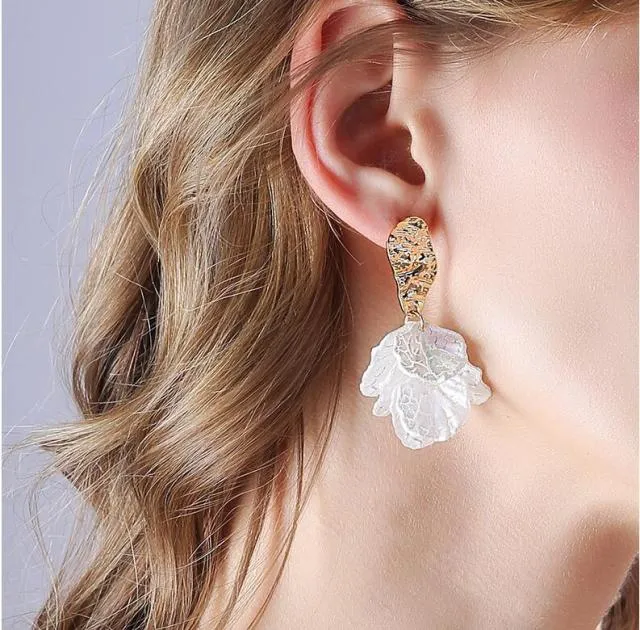 Korean Statement Black Acrylic Drop Earrings for Women