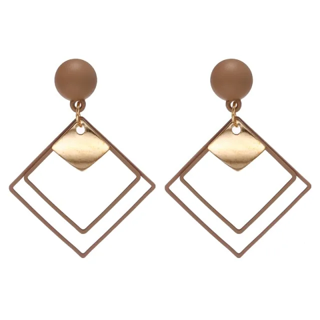 Korean Statement Black Acrylic Drop Earrings for Women