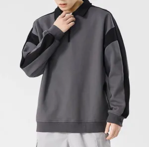 Korean Streetwear Zip Collar Sweatshirt