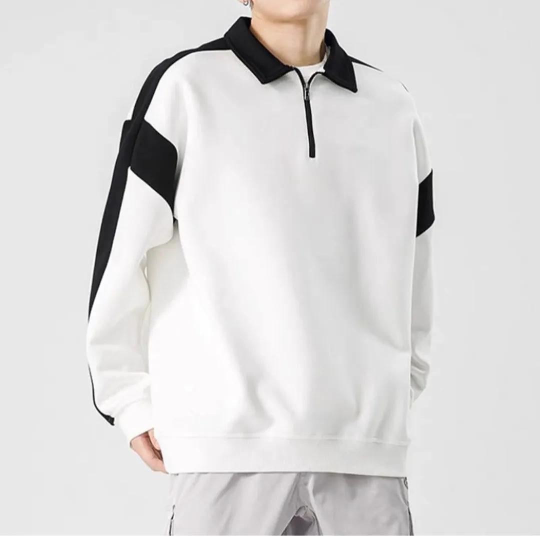 Korean Streetwear Zip Collar Sweatshirt